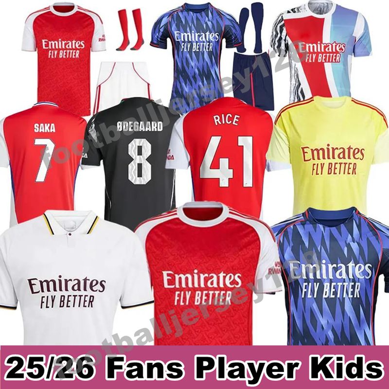 25 26 soccer jerseys RICE SAKA MARTINELLI 2025 2026 Jersey ODEGAARD SALIBA HAVERTZ kids kits Gabriel TROSSARD arsenalfootball Shirt Kit uniform Lewis Skelly