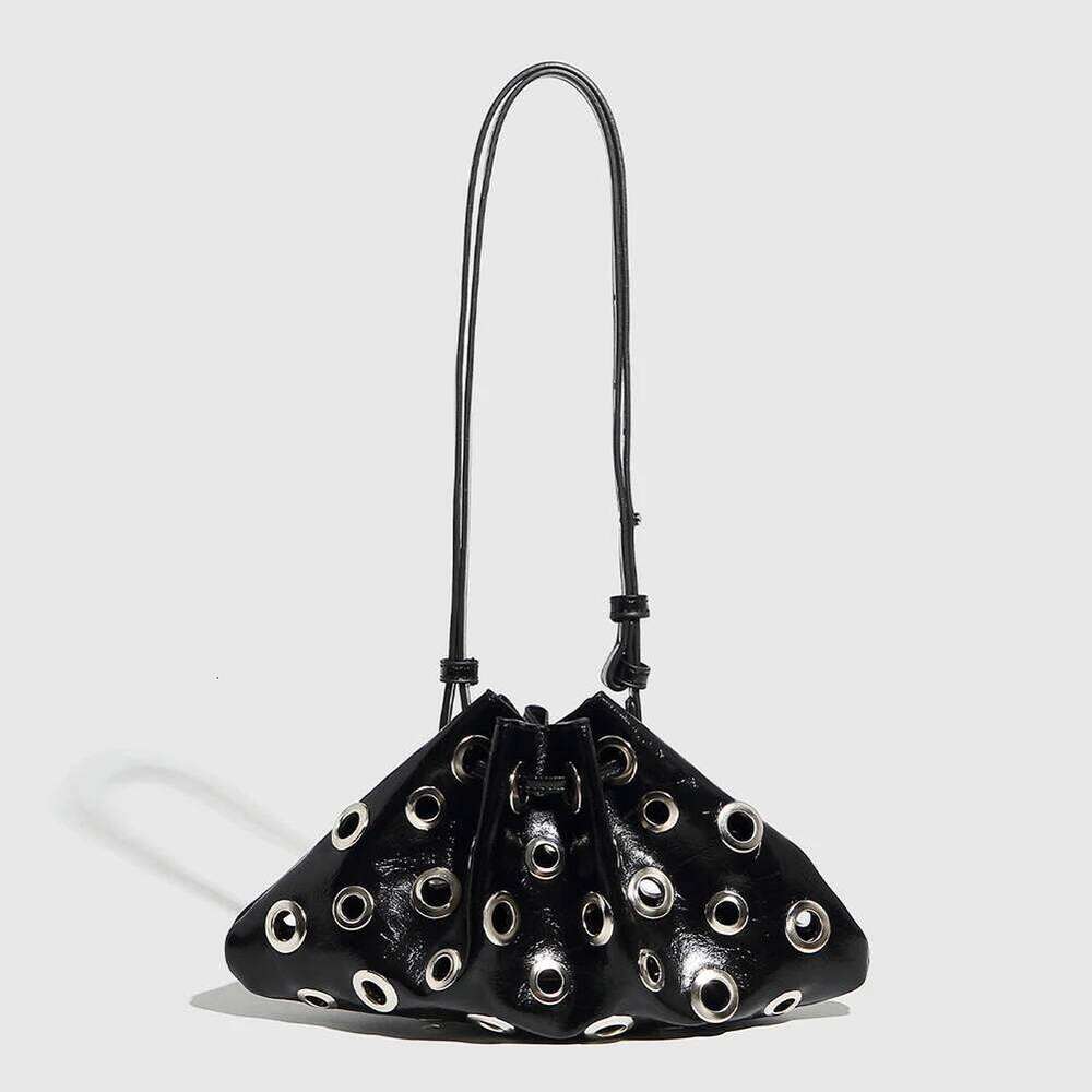 Women Metal Stud Y2k Shoulder NEW hot Large Capacity Retro Hollow Drawstring Crossbody Bag Shopping Vacation Handbag