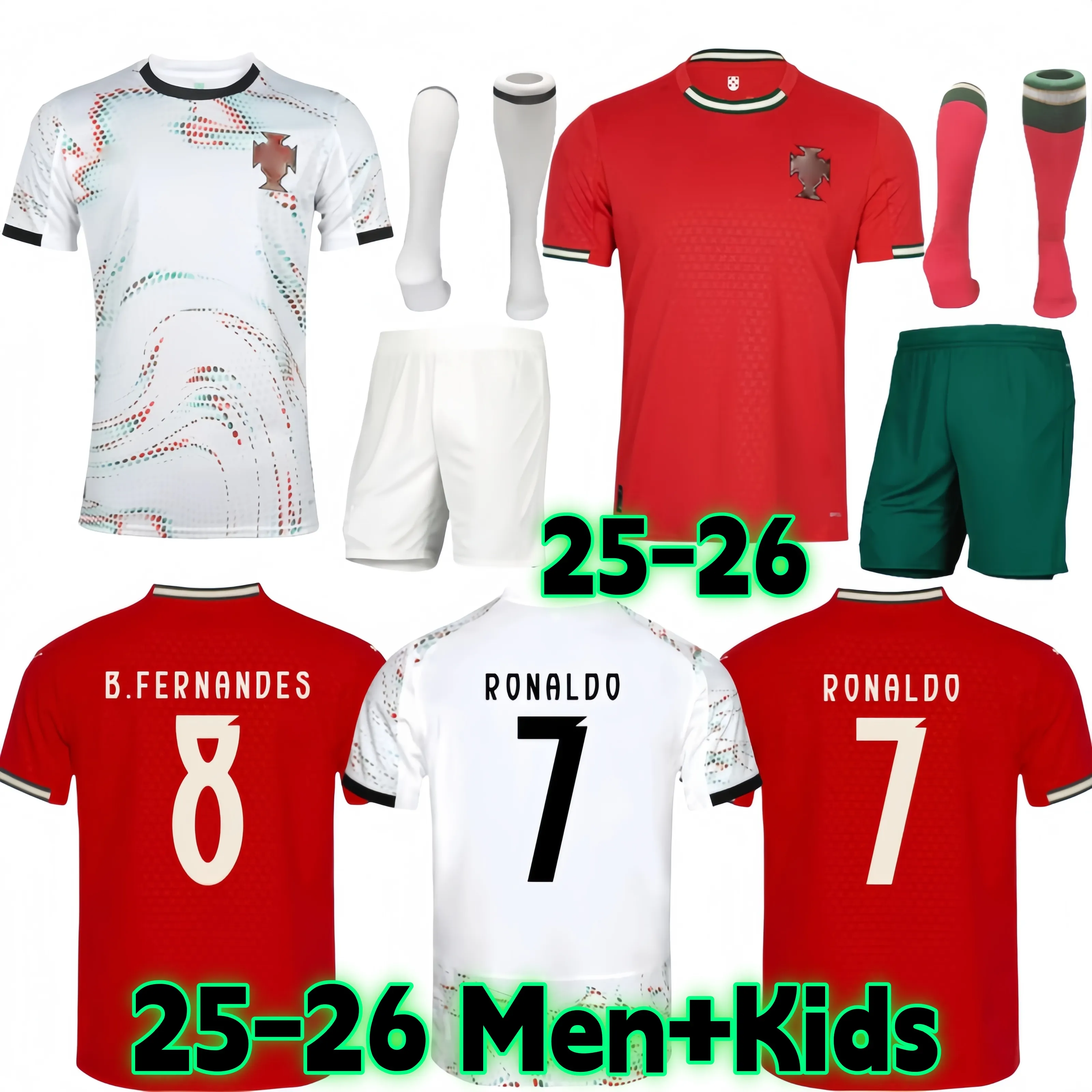 Portugieser Soccer Jerseys RUBEN 2025 2026 Portuguese ronaldo football shirts 25 26 Men Kids kit sets Portugal Child Shirt Kits Player national team Short Sleeve25