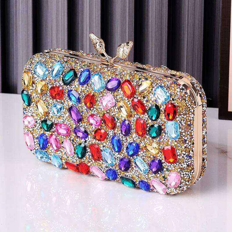 Blue Multi Color For Women Stone Clutch Bag Designer Purse Stylish Crystal Female Handbag Dia Wedding Party Bags