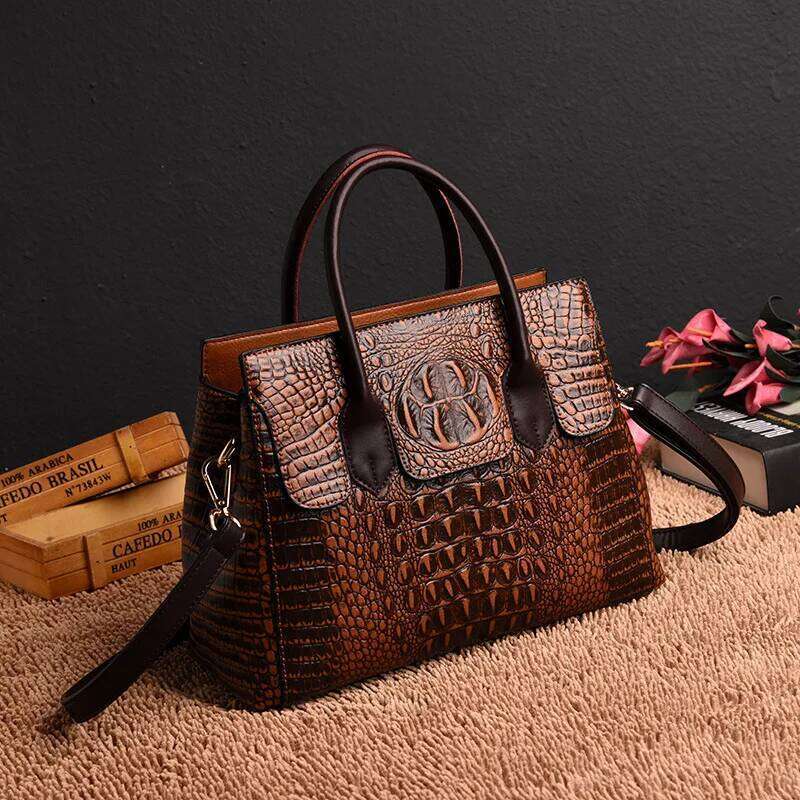 Vintage Fashion Crocodile Genuine Leather Ladies Handbags Women Bags Designer Woman Shoulder Bag Female Bolsas Feminina