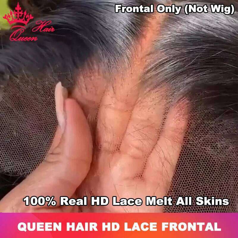 Queen Real HD Frontal/Closure Only Invisible Melt Skin Lace 13x6 13x4 4x4 5x5 6x6 7x7 Raw Human Hair Body Wave & Straight