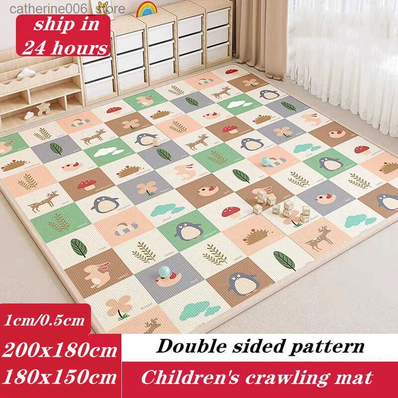 Cartoon Lion Giraffe 200cm*180cm Thick Baby Crawling Play Mats Folding Mat Carpet Play Mat for Childrens Safety Mat Rug Playmat y250609P2D9
