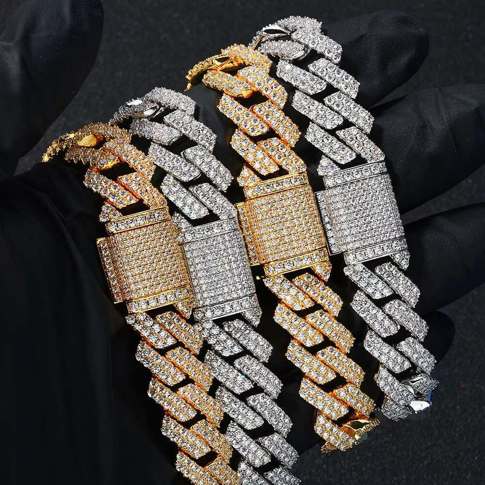 10mm-14mm Width Cubic Zirconia Cuban Link Chain Necklace Bracelet for Men Sparkling CZ Diamond Tennis Bracelet Jewelry Gift