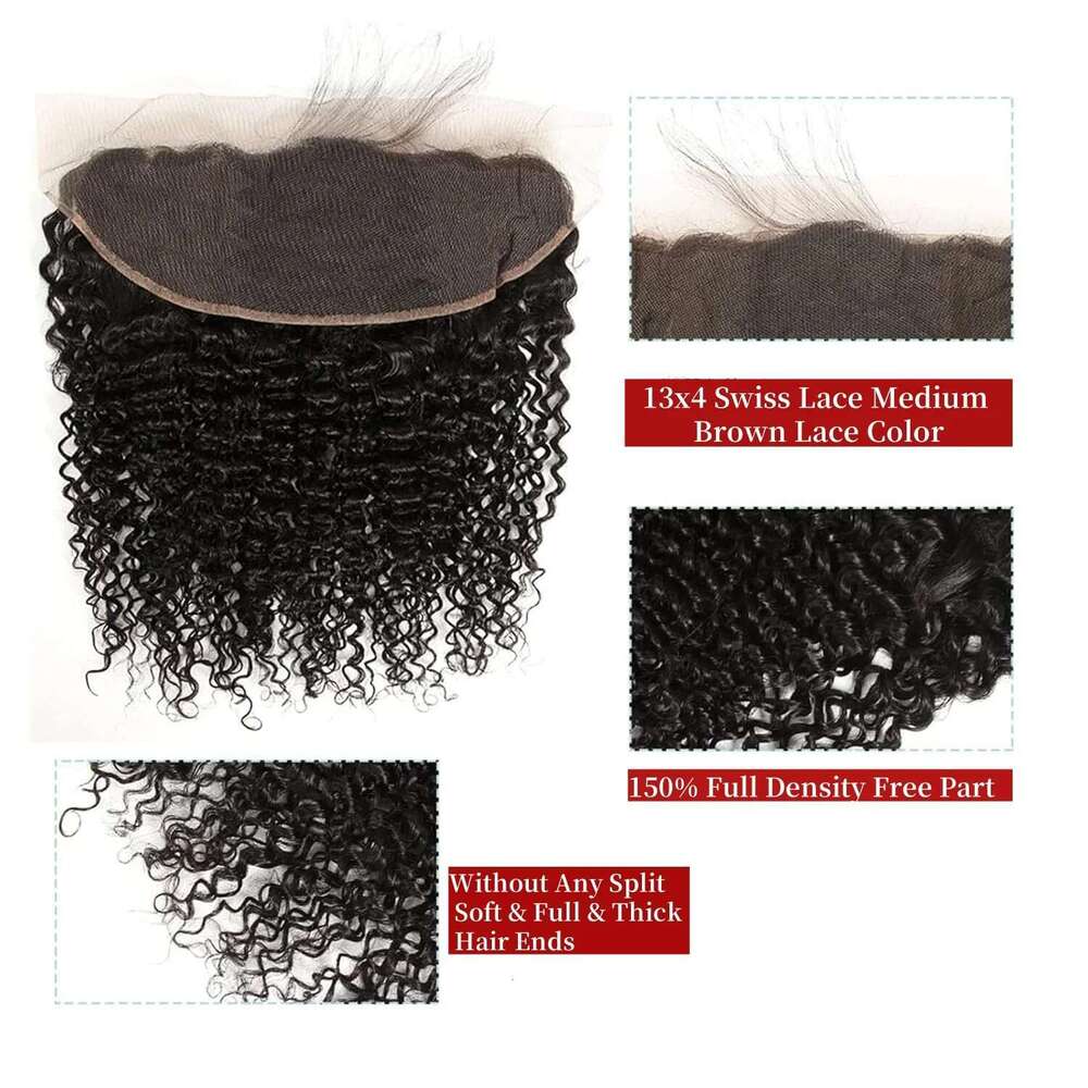 Kinky Curly 4x4 13x4 HD Closure Frontal with 3/4 Bundles Wet and Wavy Brazilian Human Hair