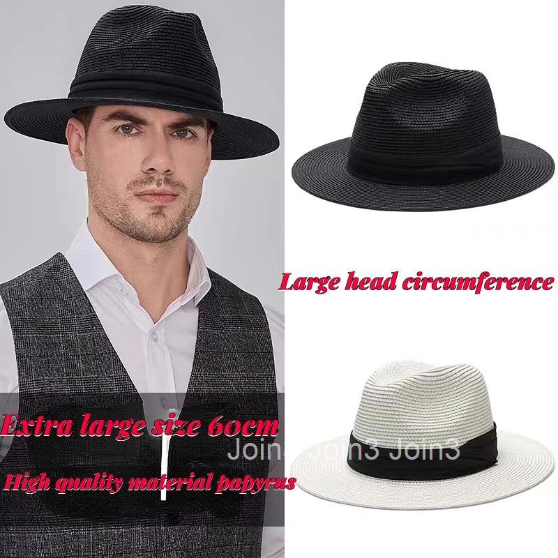 Large Size 56-58 59-60cm New Natural Panama Straw Hat Summer Men Women Wide Brim Beach UV Protection Fedora Sun Hat Wholesale