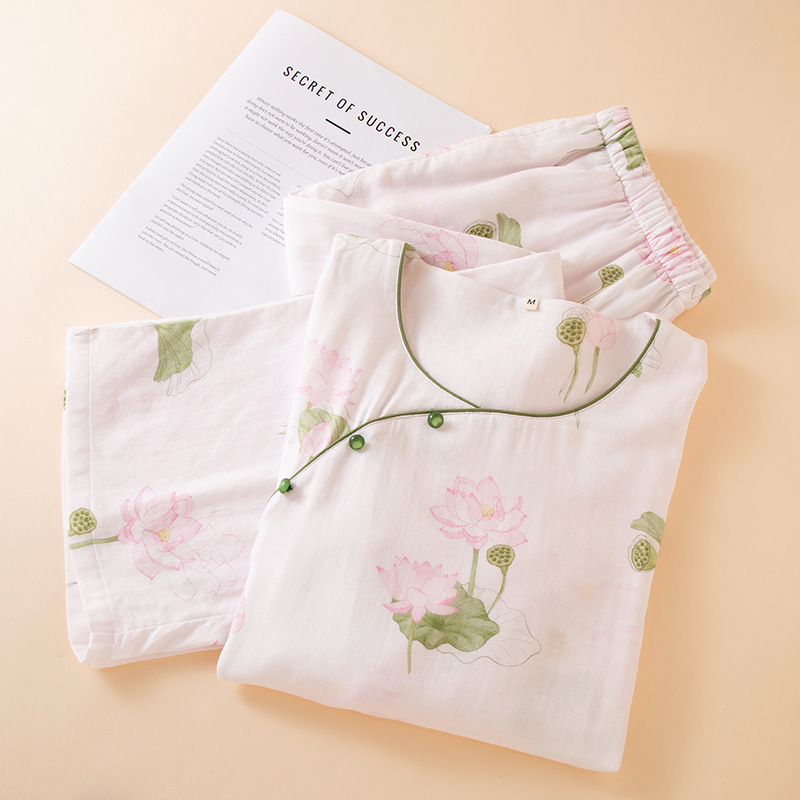 B919-New cotton pajamas for women in spring and summer, thin style, nine-point sleeves, home clothes, two-piece set