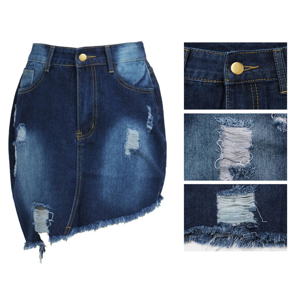 Wmstar Plus Size Skirts Jean Medium Stretch Above Knee Denim Mini Wrap Skirt Fashion Streetwear Wholesale Drop 250530