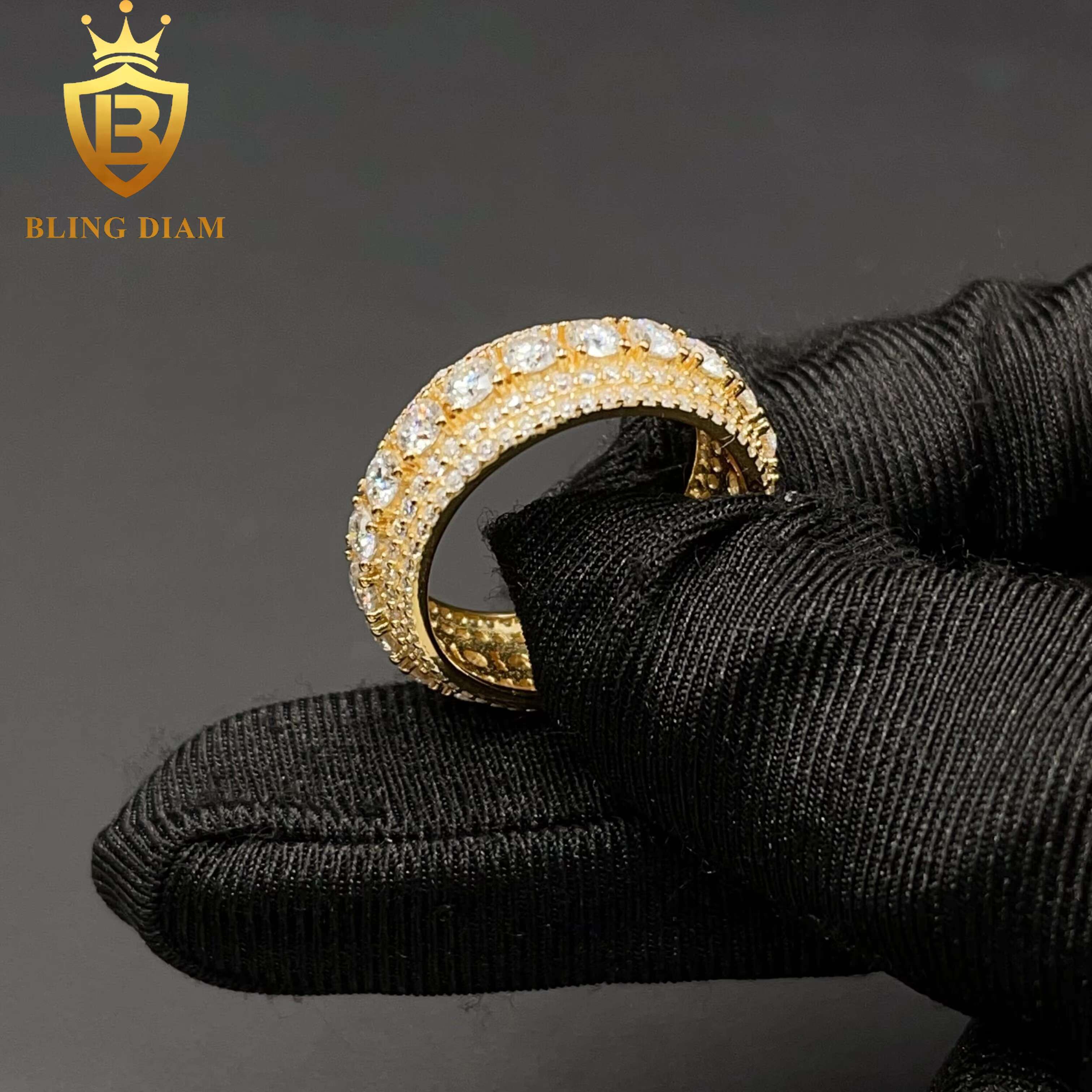 Fashion Hip Hop Jewelry 925 Sterling Silver VVS Moissanite Full Diamond Iced Out Rings for Men