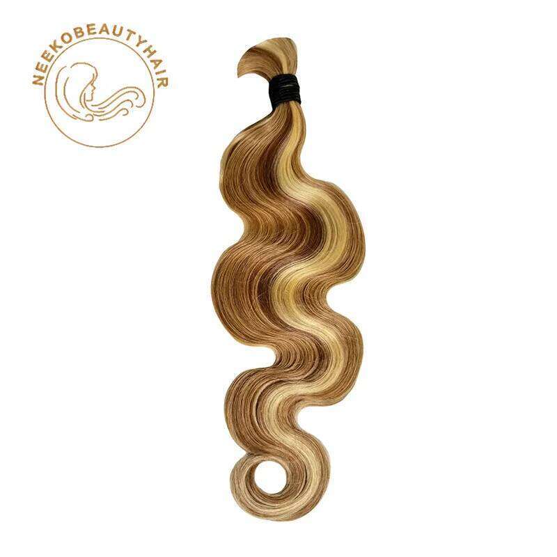 Honey Blonde Highlight Bulk 1 Bundles/Pack 100g 18 Inch Body Wave Knotless BOHO Braids Human Braiding Hair