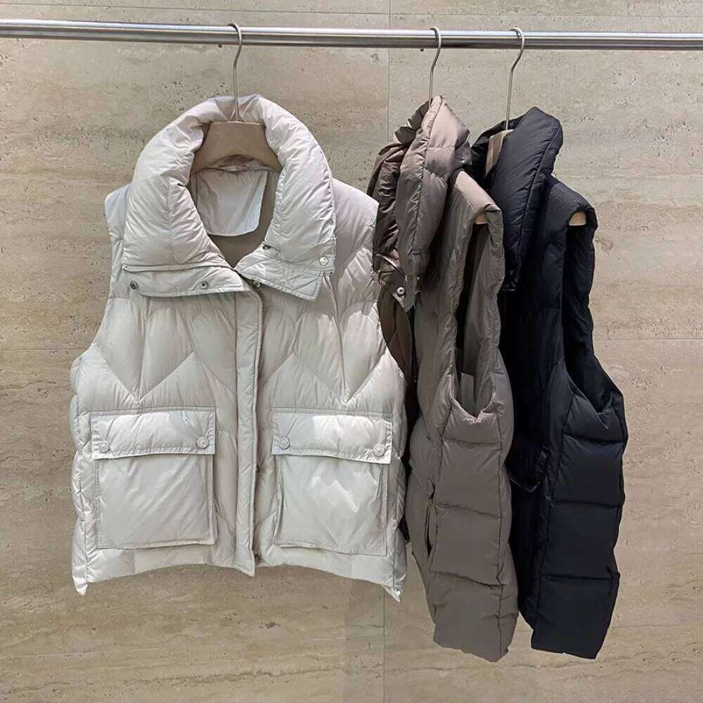 Down Vest Turn-down Collar Women Loose Outerwear Korean Style Student Coat Jacket Autumn Winter New Arrival Fashionable Tank Top