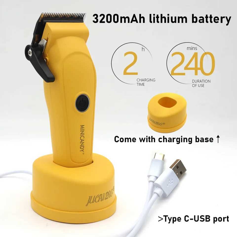 JUCAI MINICANDY JC06 Professional Hair Clipper for Men DLC Blade Brushless Motor with Base Charger Barber Hair Cutting Machine W250609