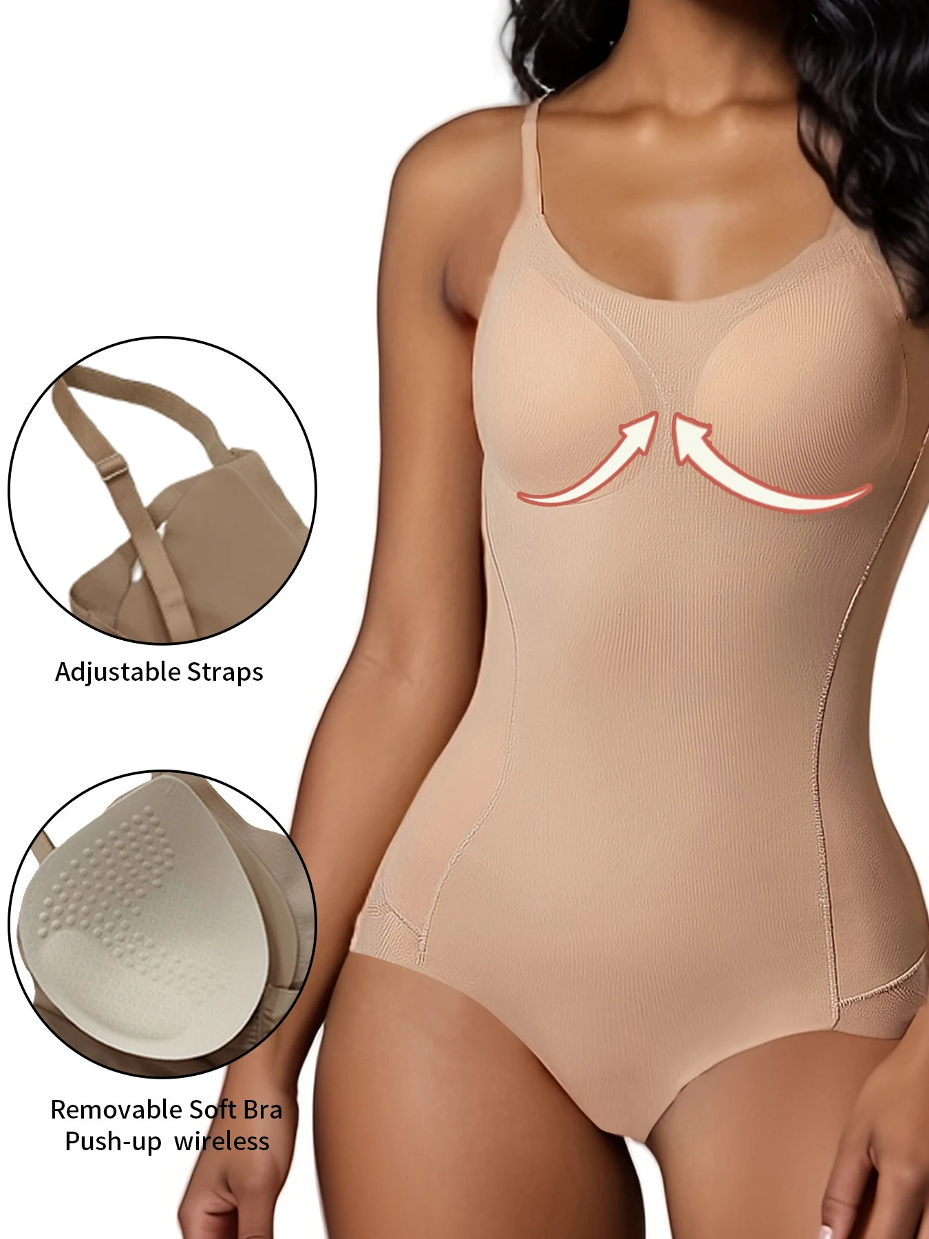 Womens Seamless Body Shaping Jumpsuit Bottom with Adjustable Buttons Belly Controlling Striped Mesh Patchwork Underwear Control 250609
