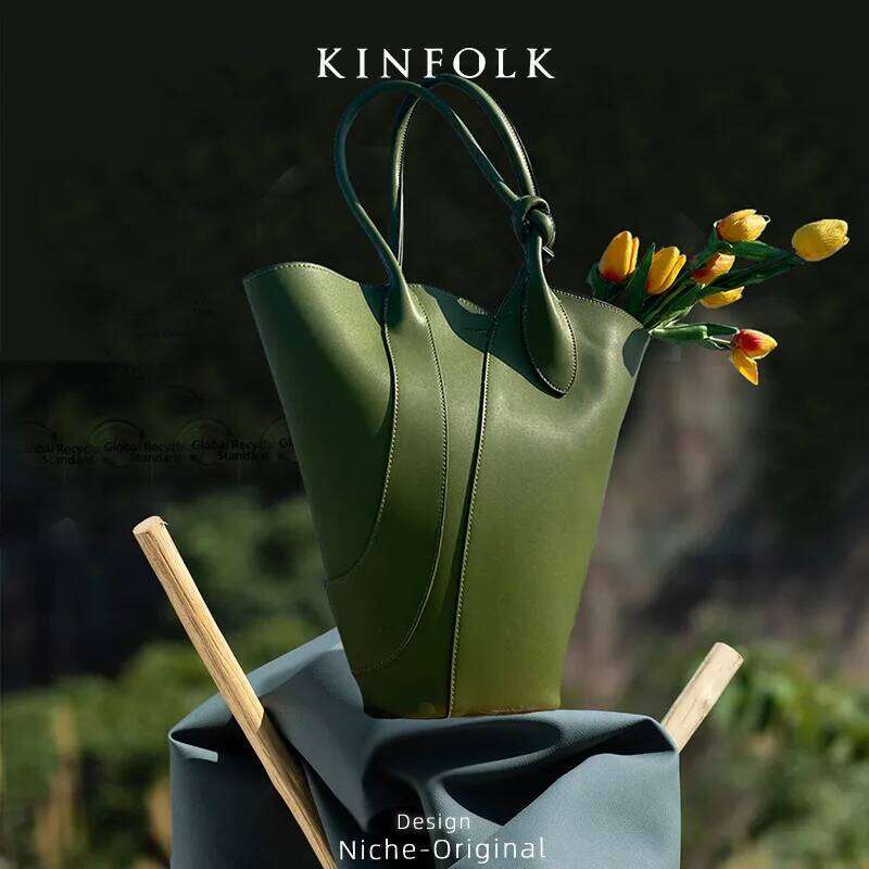 Hot Selling Women's Niche Designer Handbag Fashion PU Leather Bucket Top Handle Large Capacity Shoulder Armpit Tote Bag