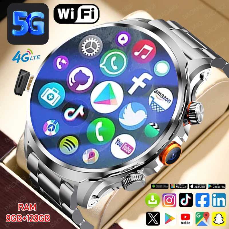 5G/4G Smart Watch for Men 1.95 inch AMOLED 8GB+128GB RAM HD 500W Camera WatchSmart GPS WIFI Google APP Download Smartwatch 1100 mAh X250609
