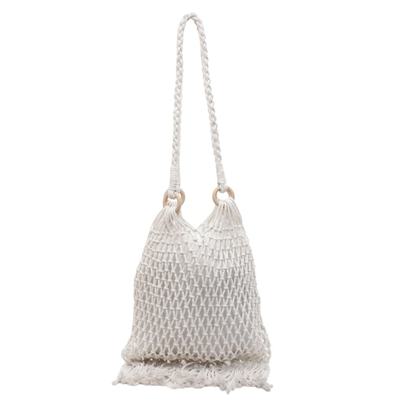 designer 2025 New Mesh Shoulder Underarm Bag Simple Woven Cotton Rope Bag Hollow Fishnet Bag Beach Vacation Tot