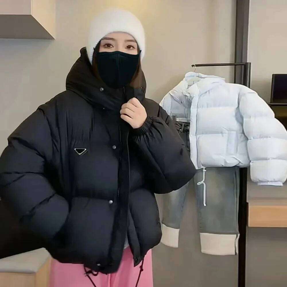 Detachable Double-sleeved Hooded Wave Loose Leisure Parka Coat Autumn and Winter New Women's Down Jacket