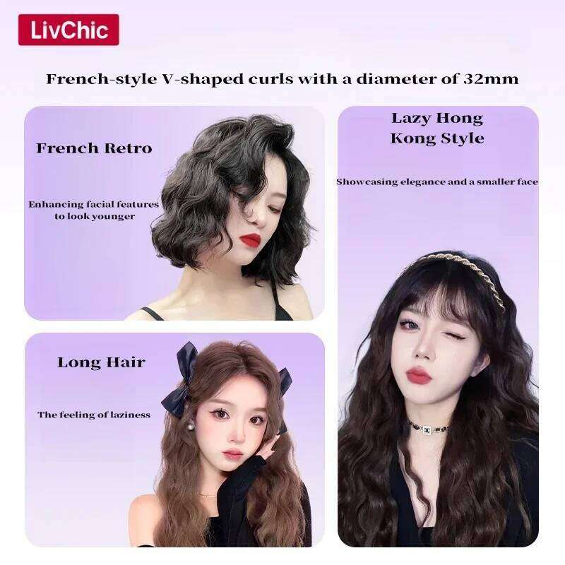 Iron Crimper Beach Waves Curling Wand Ionic Deep Waver Hair Curler Tool With 1.25 Inch/32mm 110-240V