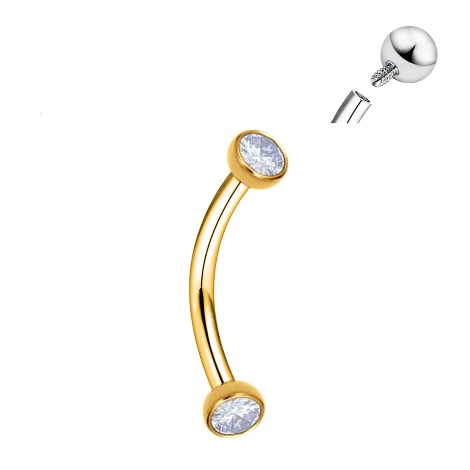 ASTM 36 Set 5A CZ Eyebrow Piercing 16G Internal thread Earrings Sexy Labret Lip Studs Curved Barbells Jewely 250606