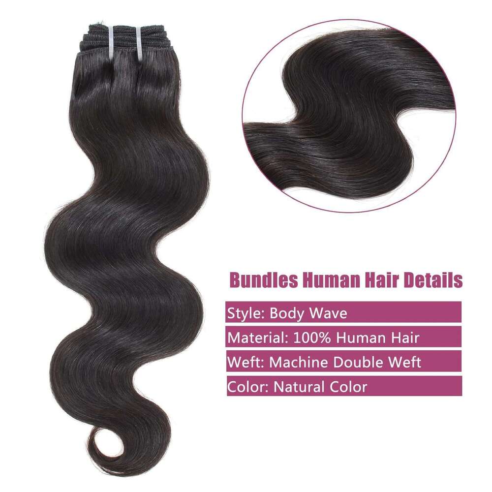 3PCS Natural Color 3 Human Hair Bundles 100% Unprocessed Body Wave