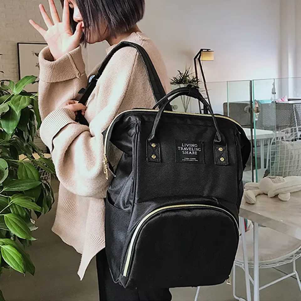 Large-capacity Oxford cloth mommy bag double-shoulder milk storage backpack with bottle separation layer wear-resistant travel A-DH y250609IBNY