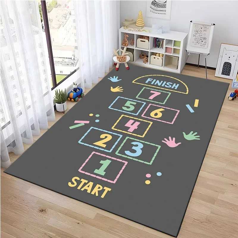 15 Sizes Hopscotch Indoor Cartoon Parent-child Game Decor Carpet Bedroom Bedside Childrens Number Game Room Decor Floor Mat y2506092GND