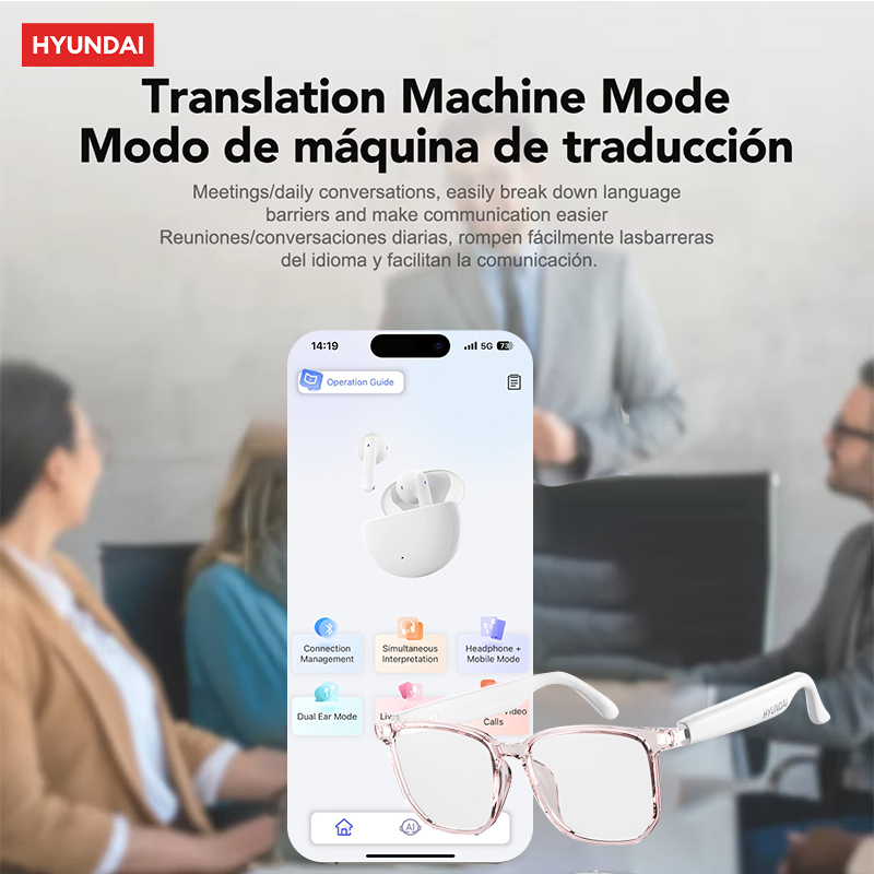 HYUNDAI sunglasses designer women Fashion Earphones New high quality sun glasses luxury Women Sunglasses Mens With Translation AI headset HY-C8 PRO