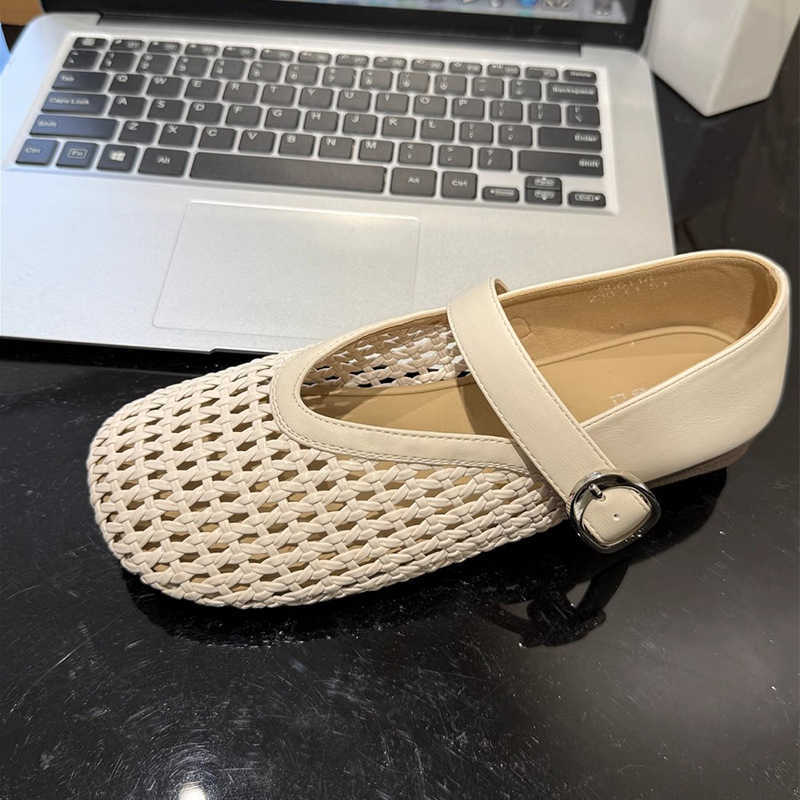 Mary Jane Shoes For Women New Fashion Hollow Mesh Flat Strap Fisherman Shoes French Hole Shoes