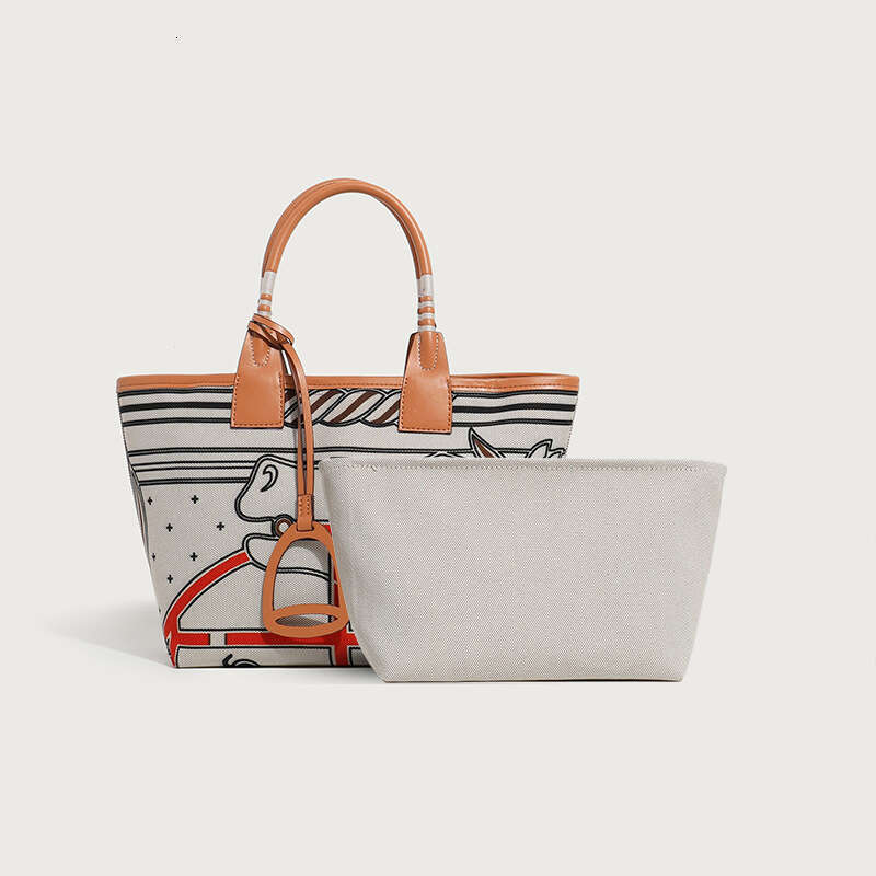 2025 New Canvas Printed Tote Fashion Garden Textured Shoulder Women Handmade Love Horse Home Women's Bag