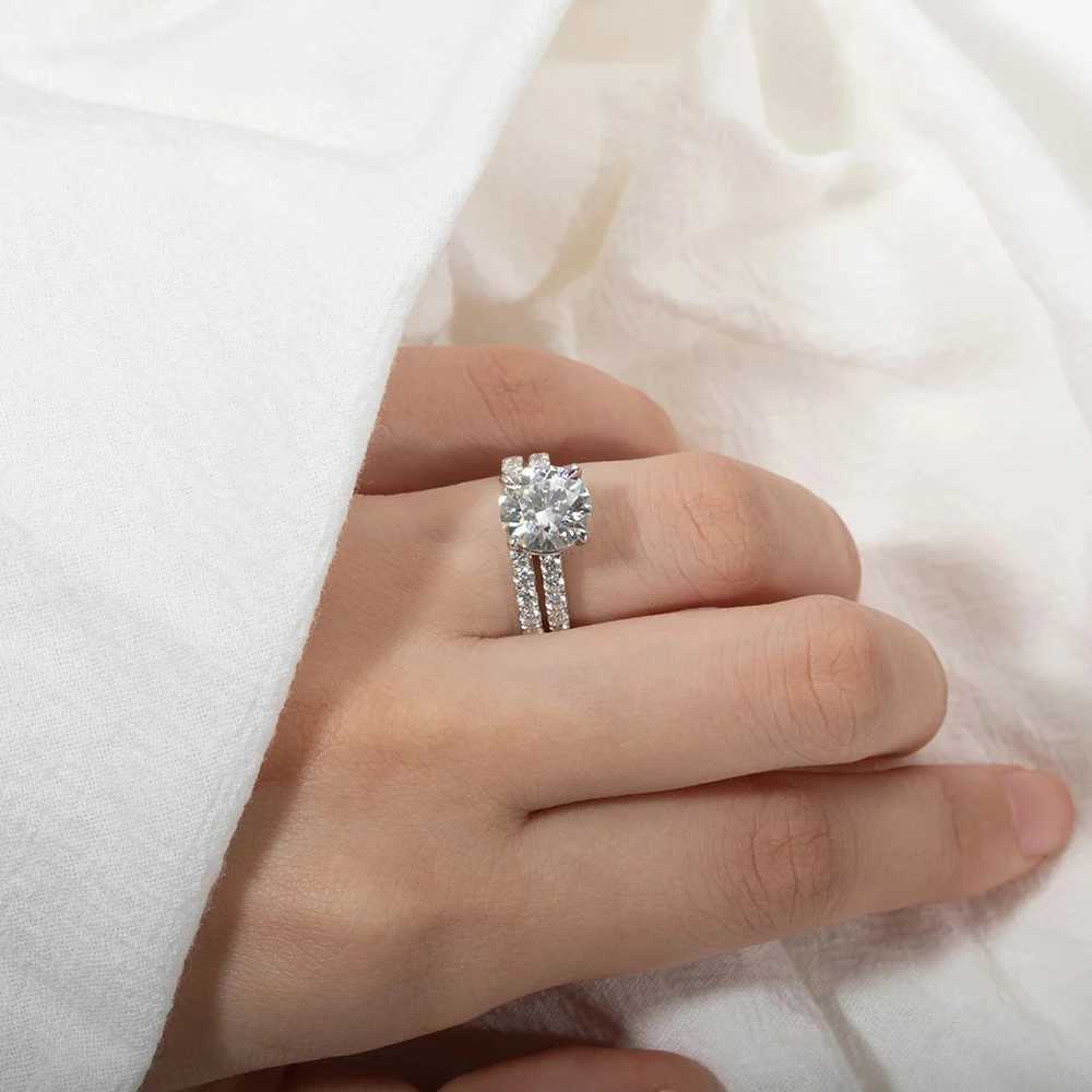 D VVS1 All Moissanite Row Rings Set For Women S925 Sterling Silver Plated 18K White Gold Diamond Ring Wedding Bands Fine Jewelry W250609 W250609