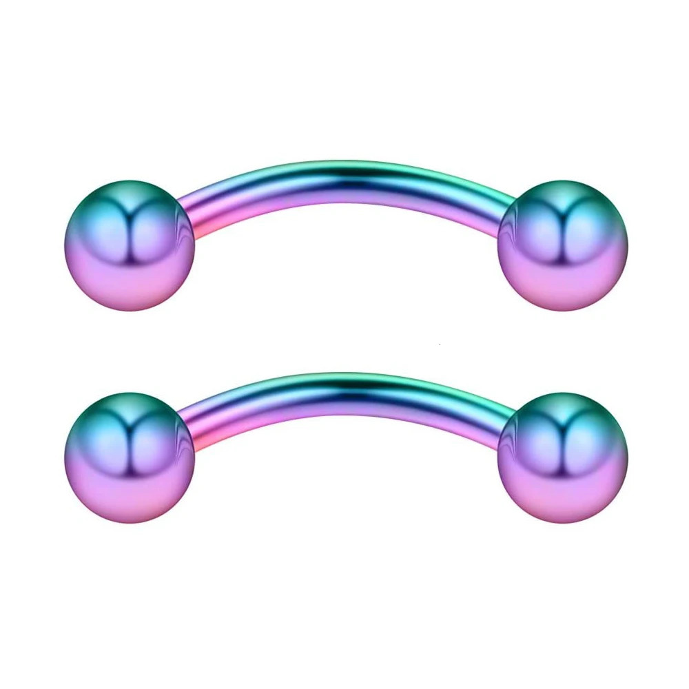 WKOUD 16PCS 16G 38 10MM Stainless Steel CZGemsBall Curved Barbell Eyebrow Tragus Lip Belly Ring Piercing Jewelry Colorful 250606