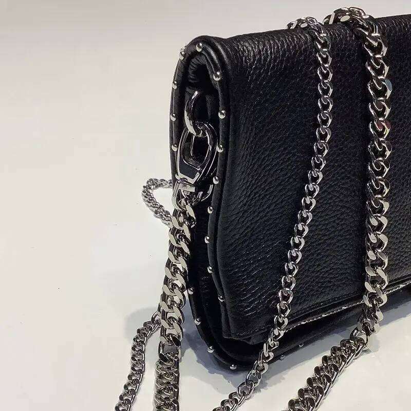 Bag For Women 2025 Fashion Casual Black Cowhide Chain Shoulder Crossbody Mini Phone Bag