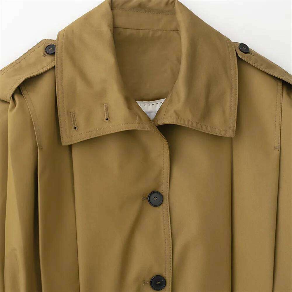 2025 New Women's Fashion Elegant European and American Design Sense Shoulder Badge Single breasted Folded Coat