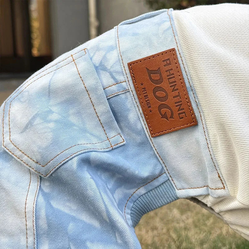 HighStretch Cotton Denim Dog Jumpsuit Spring OnePiece Outfit for Italian Greyhound Poodle Green Pet Costume Apparel 250609