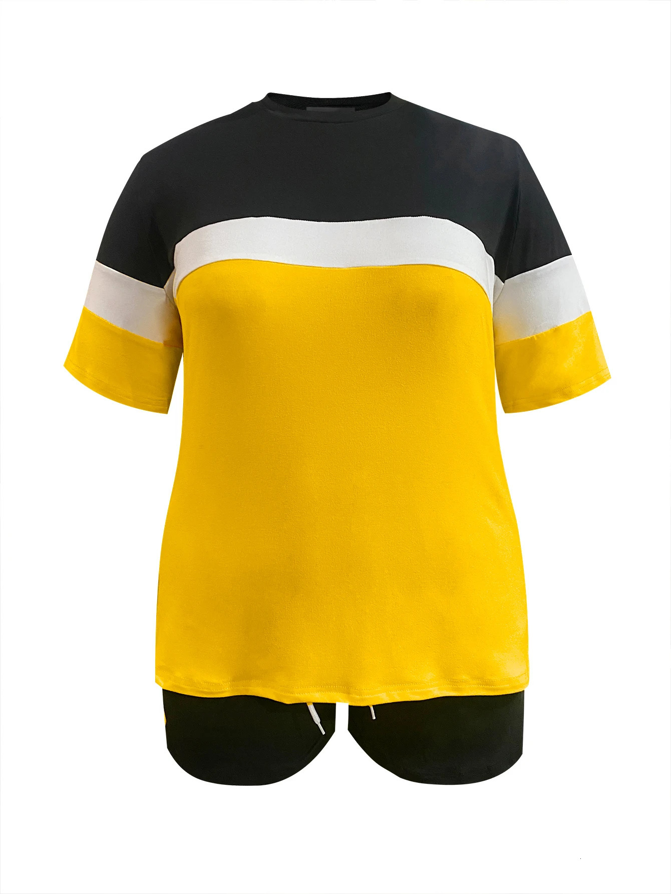 LW Plus Size women clothing Striped Pocket n Shorts Set plus size matching sets casual summer short sleeve Top shorts set 250603