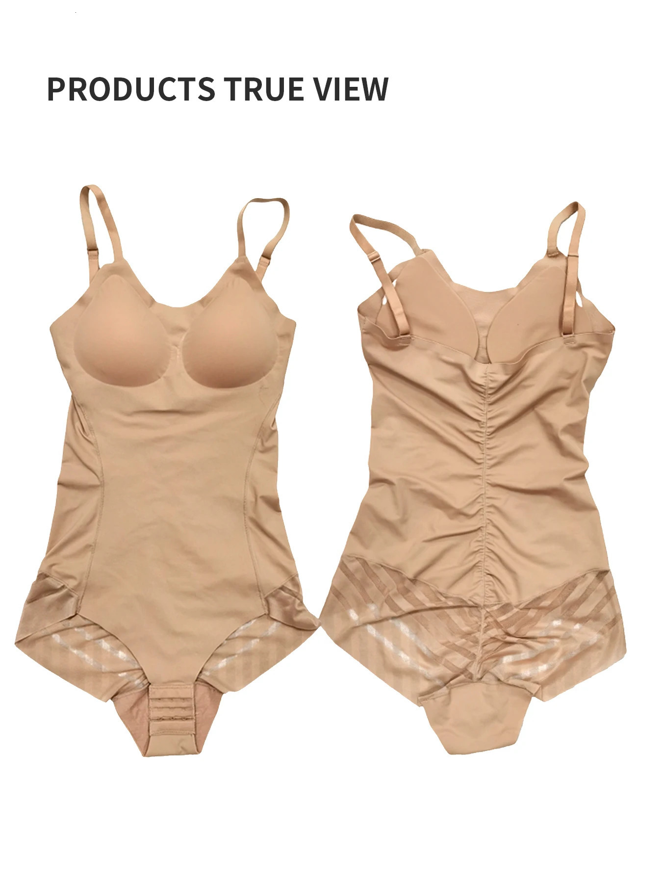 Womens Seamless Body Shaping Jumpsuit Bottom with Adjustable Buttons Belly Controlling Striped Mesh Patchwork Underwear Control 250609