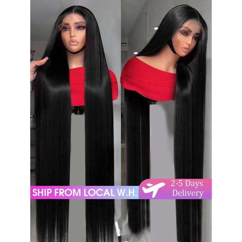 Mossily 30 42 Inch 13x6 HD Front Human Hair Wigs Bone Straight Black Wig 5x5 Lace Closure Glueless Preplucked Remy Raw 200%