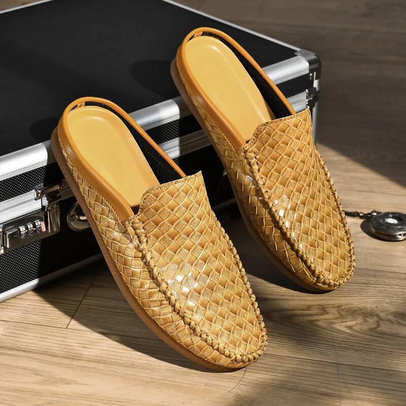 Half Slippers, Sandals, Business Casual Men's Mule Summer Breathable Slip-On Beanie Shoes, Loafers