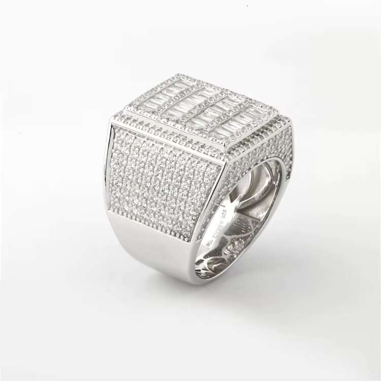 LUCK Hiphop Custom Vvs Iced Out Baguette Moissanite Pass Diamond Test 925 Silver Hip Hop Ring Fine Jewelry Men Hip Hop Style