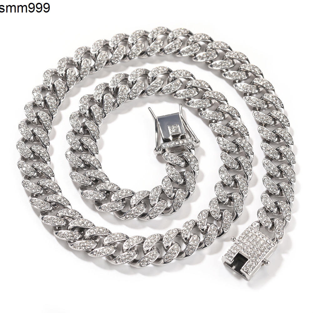 New European American 12mm Hip-hop Alloy Diamond-Studded Mens Cuban Necklace Versatile Street Niche Butterfly Strand Zircon