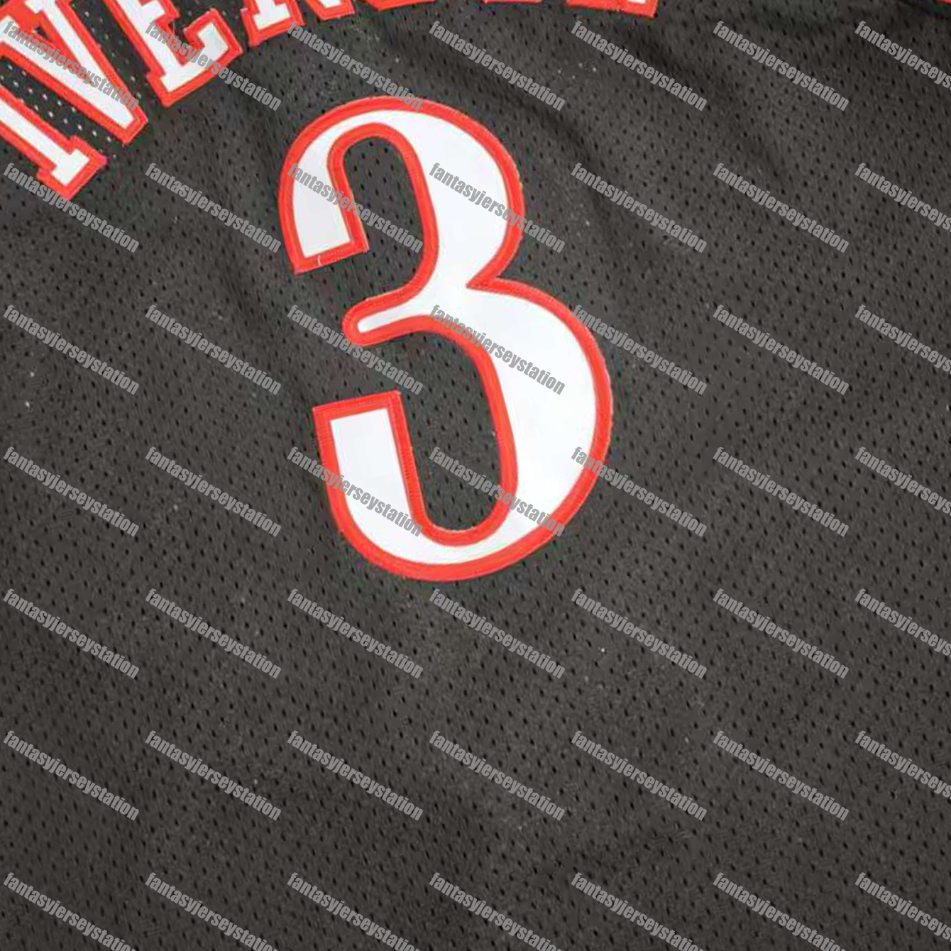 In Stock Mens 3 Black Embroidered IVERSON Basketball Jersey - Casual Wear, Breathable Polyester, Machine Washable - Perfect for Sports Outdoor Activit
