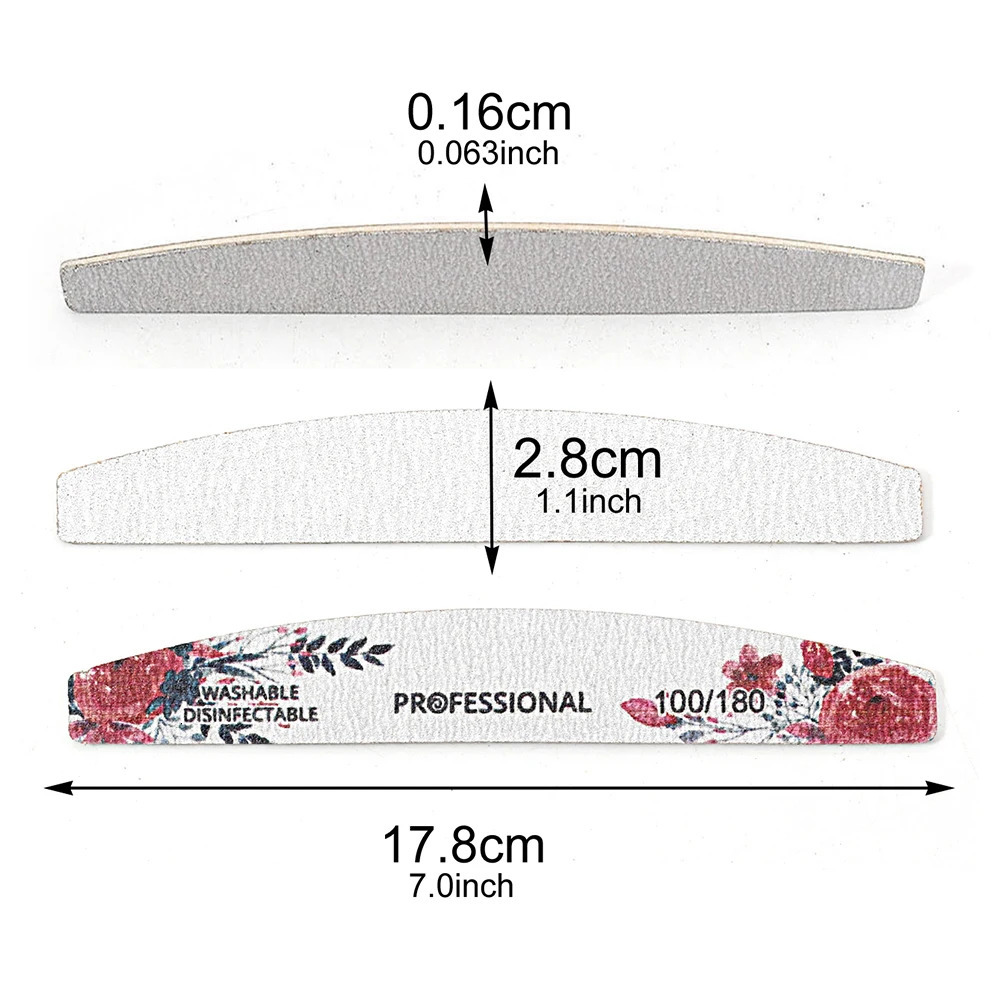1020pcs Mix Flower Colorful Wooden Nail File 100180240 Grit Gel Polishing Manicure Washable Durable Sharpening Nails Tools 250605