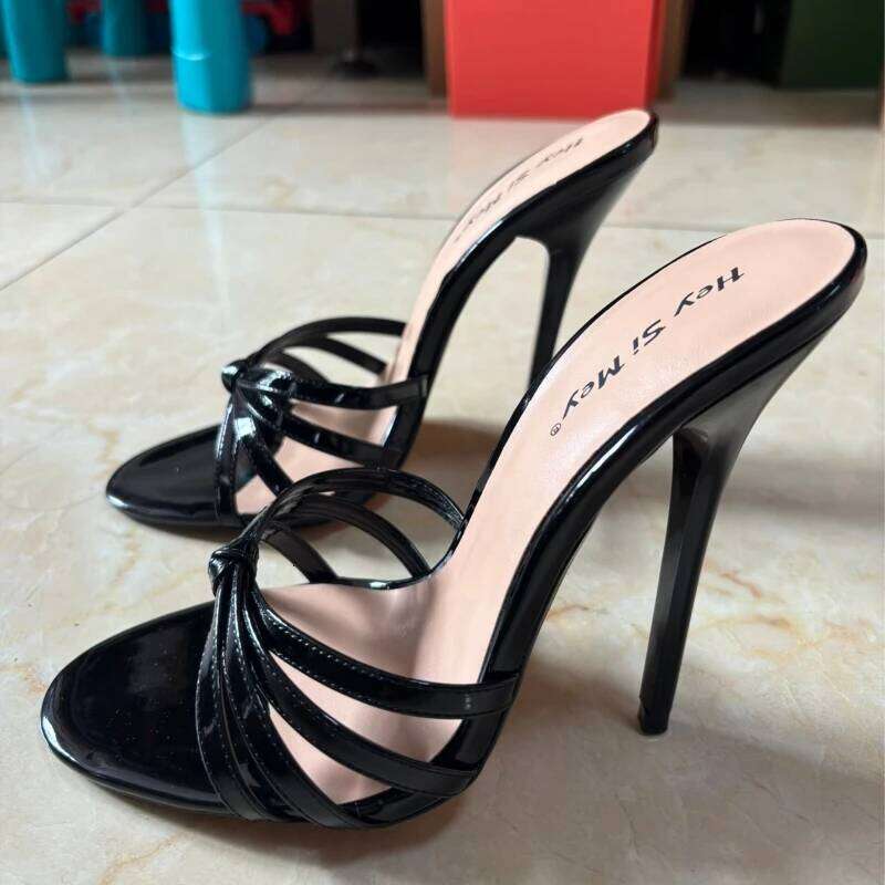 Summer Women's Mules High Heels Slippers 2025 Outdoor Designer Sandals Lady Black Red Party Shoes Female Large Size 45 48