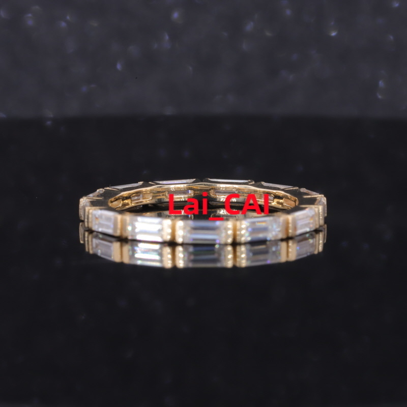 Starsgem Wholesale Bulk 10k Yellow Gold Emerald Eternity Tennis Vvs Mossanite Moissanite Diamond Hip Hop Ring