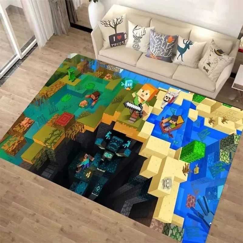 Trendy 3D M-C Pixels Floor Mat Washable Carpet for Living Room Bedroom Easy-to-Clean Rug for Sofa Modern Home Decoration y25060938SD