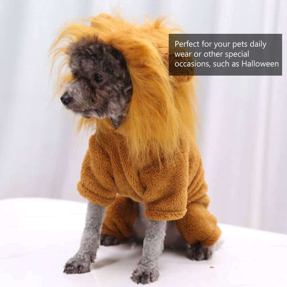 Lion Clothes Halloween Costume Dog Flannel Supplies Apparel Durable Practical Use Christmas Photo Pet Keeper