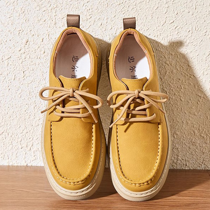 Mens Casual Leather Shoes - Spring/Autumn Style with Comfortable Sole & Retro Design