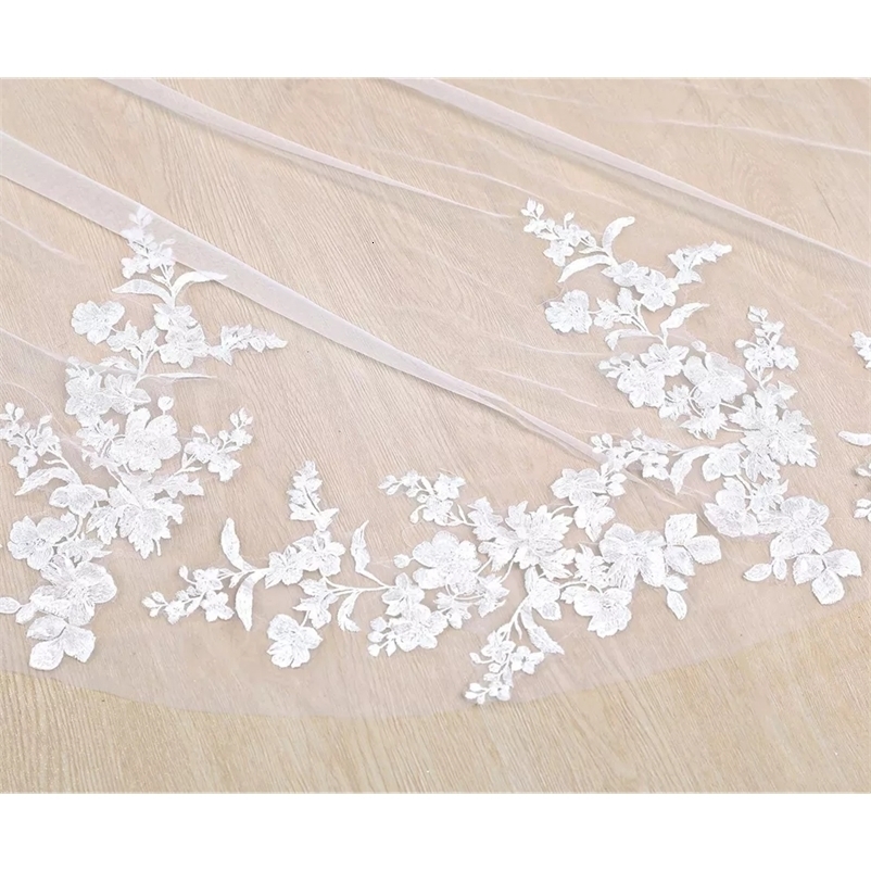 Po 4m 5m One Layer Wedding Veil With Comb White Lace Edge Bridal Veils Ivory Appliqued Cathedral Wedding WED VEIL 250530