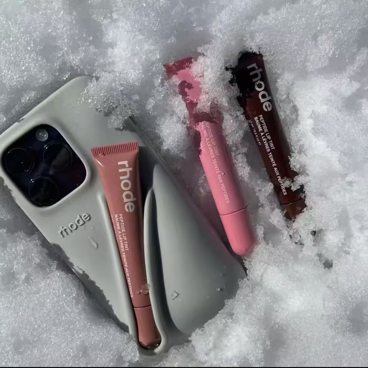 Rhode Color Lipstick Silicone Phone Case For iPhone 16 15 14 13 12 11 Pro Max Plus With Box Lip Gloss Holder Set Back Cover
