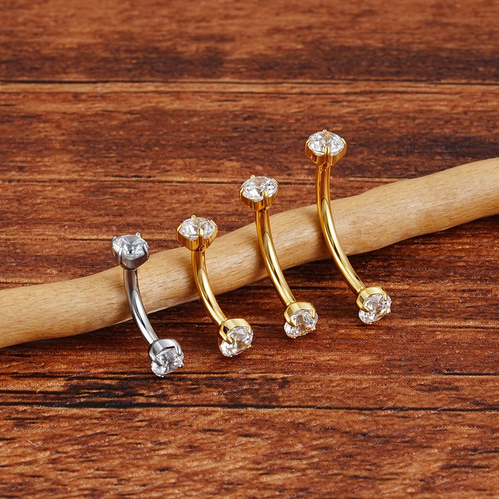 Right Grand ASTM 36 16G CZ Cartilage Helix Daith Rook Earring Eyebrow Curved Barbell Labret Lip Piercing Body Jewelry 250606
